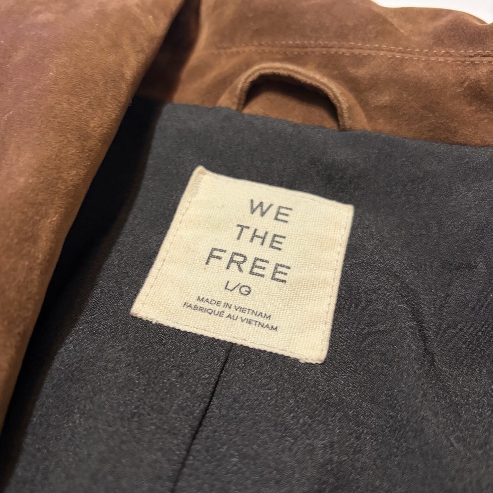 Free People We The Free Paper Cut Faux Suede Blazer Sz L Oversized Boxy - Picture 7 of 15